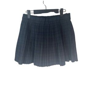 2/$30 ZARA Large Pleated Plaid Mini Skirt In Navy Blue